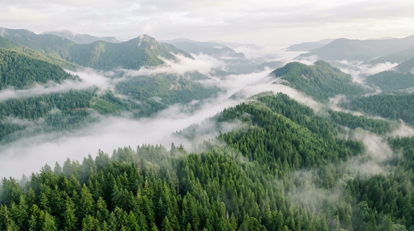 Misty Nature Forest Backdrop